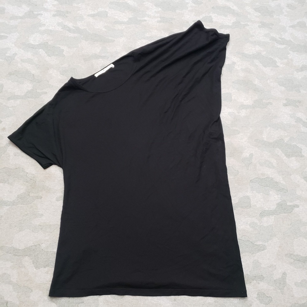 Peruvian Connection Top Womens Medium Black Short Sleeve Asymetric